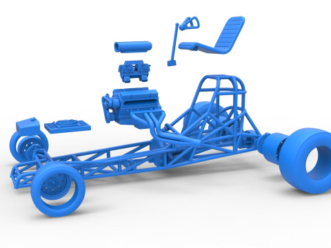 Vintage Front engine dragster Base Version 4 Scale 1 to 25 3D 프린트 모델