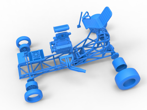 Vintage Front engine dragster Base Version 4 Scale 1 to 25 3D 프린트 모델