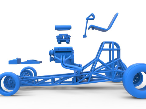Vintage Front engine dragster Base Version 4 Scale 1 to 25 3D 프린트 모델