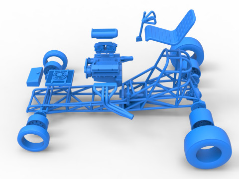 Vintage Front engine dragster Base Version 4 Scale 1 to 25 3D 프린트 모델