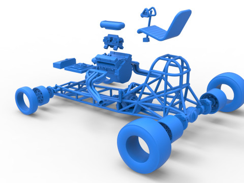 Vintage Front engine dragster Base Version 4 Scale 1 to 25 3D 프린트 모델