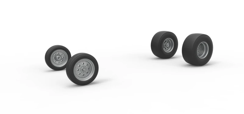 Wheel set of Vintage Front engine dragster Version 5 Scale 1 to 25 3D Print Model .c4d .max .obj .3ds .fbx .stl .blend
