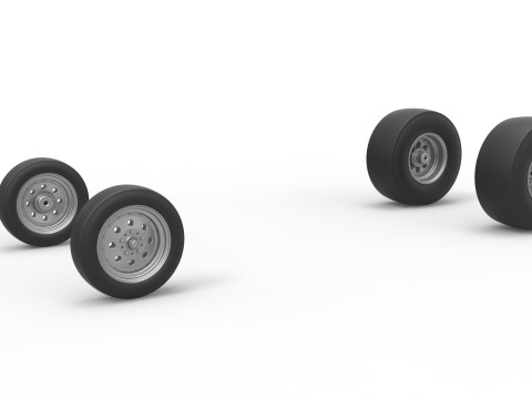 Wheel set of Vintage Front engine dragster Version 5 Scale 1 to 25 3D Принт Модель