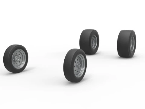 Wheel set of Vintage Front engine dragster Version 5 Scale 1 to 25 3D Print Model