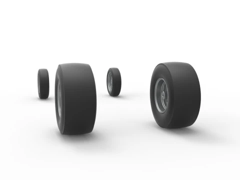 Wheel set of Vintage Front engine dragster Version 5 Scale 1 to 25 3D Print Model