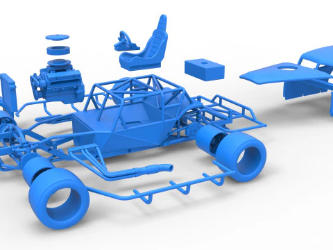 Vintage Asphalt Modified stock car V5 Scale 1 to 25 3D Print Model