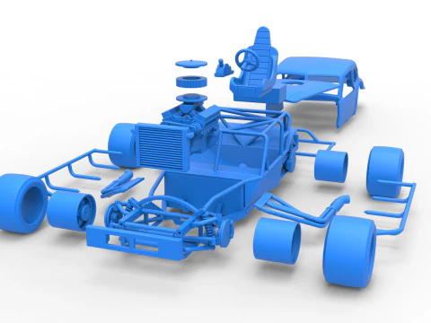 Vintage Asphalt Modified stock car V5 Scale 1 to 25 3D Print Model