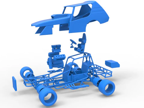 Vintage Asphalt Modified stock car V6 Scale 1 to 25 3D Print Model