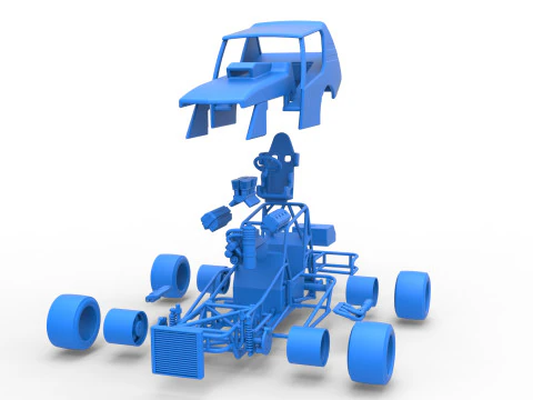 Vintage Asphalt Modified stock car V6 Scale 1 to 25 3D Print Model