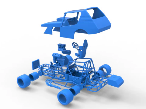 Vintage Asphalt Modified stock car V6 Scale 1 to 25 3D Print Model