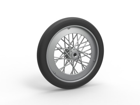 Front wire wheel of vintage dragster Version 2 Scale 1 to 25 3D प्रिंट मॉडल