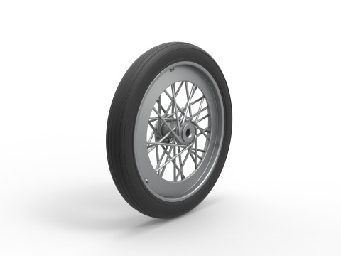 Front wire wheel of vintage dragster Version 2 Scale 1 to 25 3D Print Model