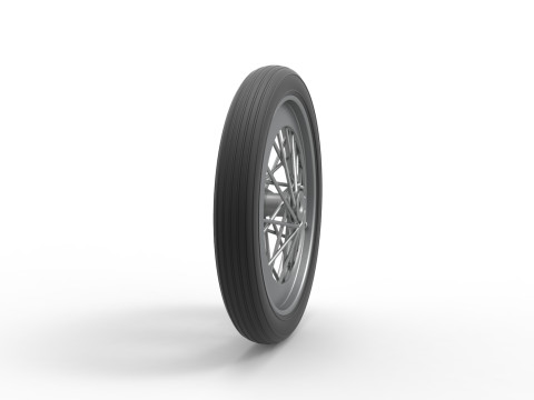 Front wire wheel of vintage dragster Version 2 Scale 1 to 25 3D Print Model