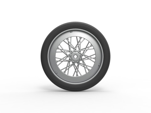 Front wire wheel of vintage dragster Version 2 Scale 1 to 25 3D Print Model