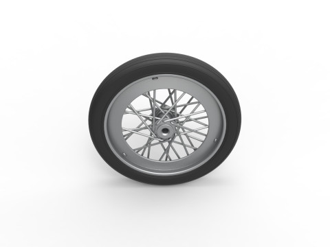 Front wire wheel of vintage dragster Version 2 Scale 1 to 25 3D Print Model