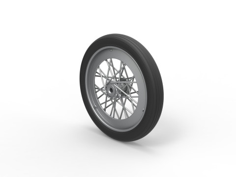 Front wire wheel of vintage dragster Version 2 Scale 1 to 25 3D Print Model
