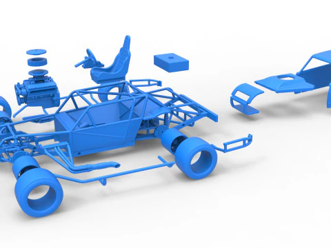 Vintage Asphalt Modified stock car V8 Scale 1 to 25 3D Print Model