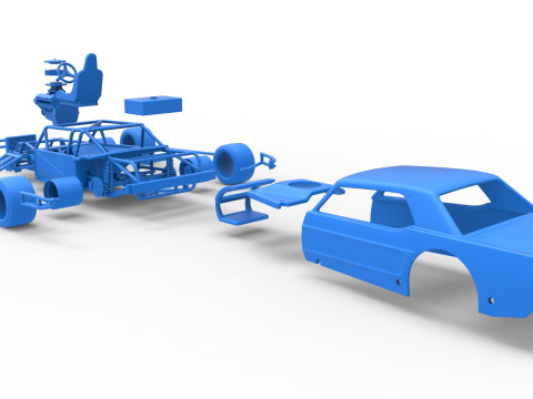 Vintage Asphalt Modified stock car V8 Scale 1 to 25 3Dプリントモデル