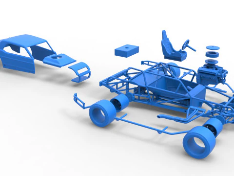 Vintage Asphalt Modified stock car V8 Scale 1 to 25 3D Print Model