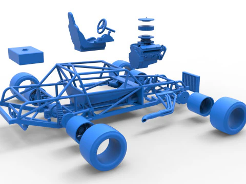 Vintage Asphalt Modified stock car Base V4 Scale 1 to 25 3D Print Model