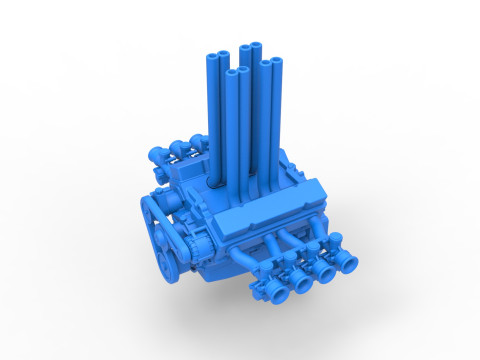 Engine V8 for Hot rod Version 3 Scale 1 to 25 3D Print Model