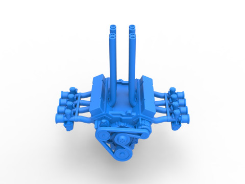 Engine V8 for Hot rod Version 3 Scale 1 to 25 3D Print Model