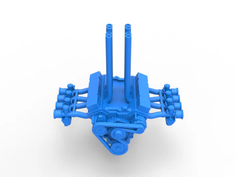 Engine V8 for Hot rod Version 3 Scale 1 to 25 3D Print Model