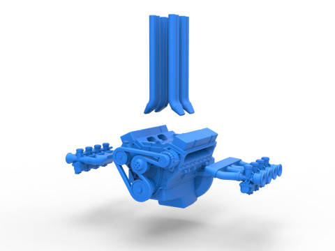 Engine V8 for Hot rod Version 3 Scale 1 to 25 3D Print Model