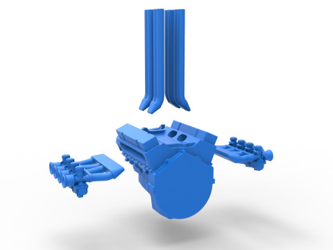 Engine V8 for Hot rod Version 3 Scale 1 to 25 3D Print Model