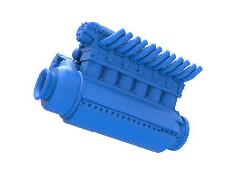 Engine V12 of Vintage Dragster Scale 1 to 25 3D Print Model
