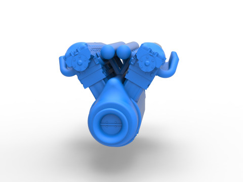 Engine V12 of Vintage Dragster Scale 1 to 25 3D Print Model