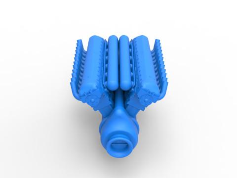 Engine V12 of Vintage Dragster Scale 1 to 25 3D Print Model