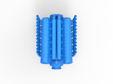 Engine V12 of Vintage Dragster Scale 1 to 25 3D Print Model