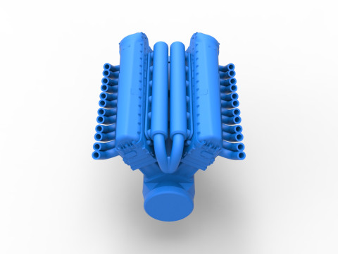 Engine V12 of Vintage Dragster Scale 1 to 25 3D Print Model