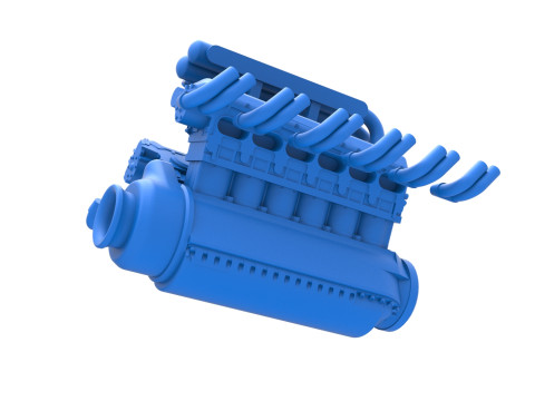 Engine V12 of Vintage Dragster Scale 1 to 25 3D Print Model