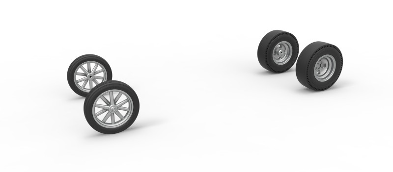 Wheel Set of Vintage Front engine dragster Version 6 Scale 1 to 25 3D Print Model .c4d .max .obj .3ds .fbx .stl .blend