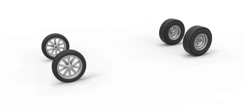 Radsatz f&uuml;r Vintage-Dragster mit Frontmotor, Version 6, Ma&szlig;stab 1 bis 25 3D Druckmodell .c4d .max .obj .3ds .fbx .stl .blend 