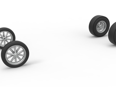 Wheel Set of Vintage Front engine dragster Version 6 Scale 1 to 25 3D प्रिंट मॉडल
