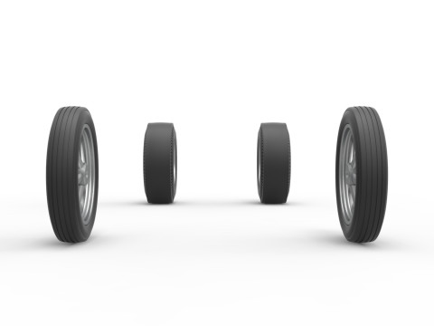 Wheel Set of Vintage Front engine dragster Version 6 Scale 1 to 25 3D Print Model