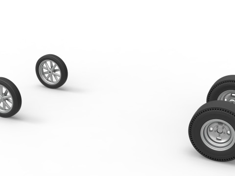 Wheel Set of Vintage Front engine dragster Version 6 Scale 1 to 25 3D Print Model