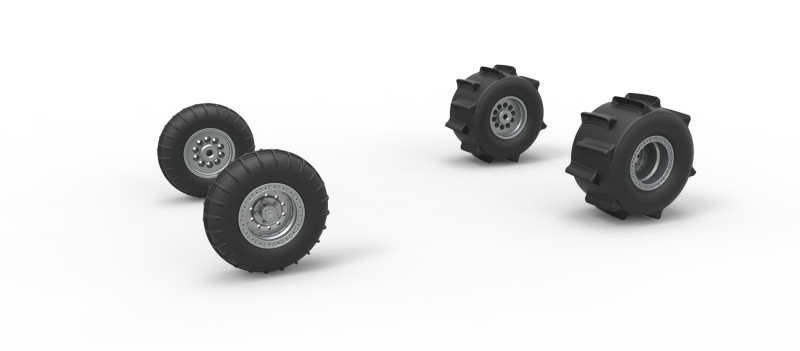 Wheel Set of Sand dragster Scale 1 to 25 3D printmodel .c4d .max .obj .3ds .fbx .stl .blend 