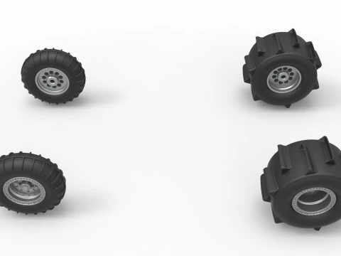 Wheel Set of Sand dragster Scale 1 to 25 3D Print Model
