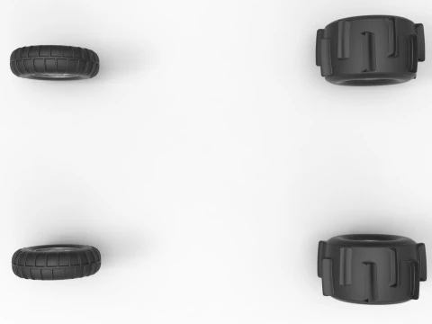 Wheel Set of Sand dragster Scale 1 to 25 3D Print Model