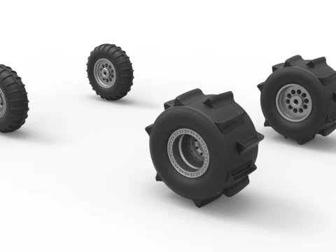Wheel Set of Sand dragster Scale 1 to 25 3D Print Model