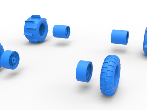 Wheel Set of Sand dragster Scale 1 to 25 3D printmodel