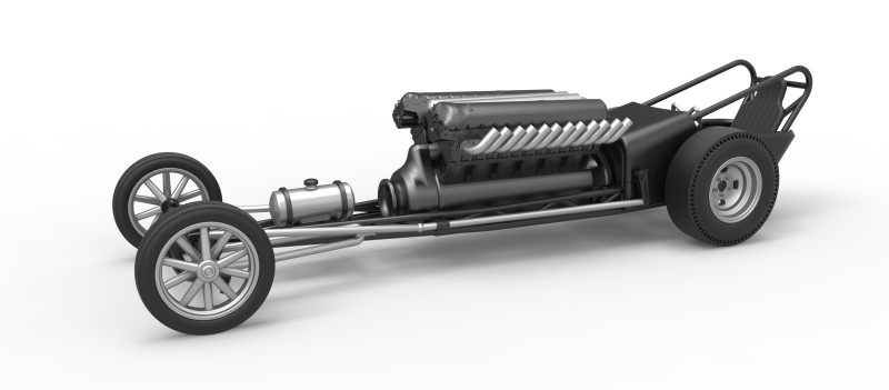 Front engine vintage dragster with V12 Scale 1 to 25 Modelo de impresión 3D .c4d .max .obj .3ds .fbx .stl .blend