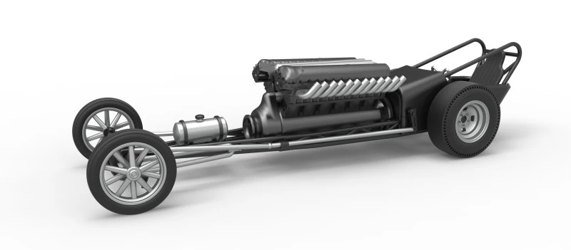 Front engine vintage dragster with V12 Scale 1 to 25 3D Print Model .c4d .max .obj .3ds .fbx .stl .blend 