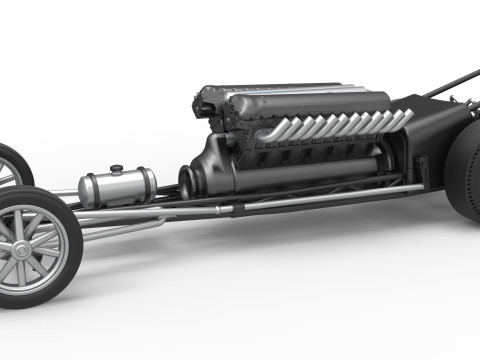 Front engine vintage dragster with V12 Scale 1 to 25 Modèles 3D en vedette