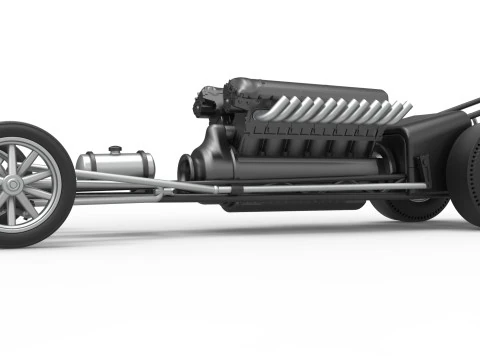 Front engine vintage dragster with V12 Scale 1 to 25 3D Print Model