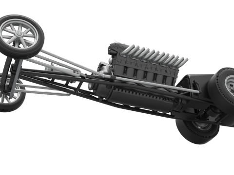 Front engine vintage dragster with V12 Scale 1 to 25 Modelo de impresión 3D